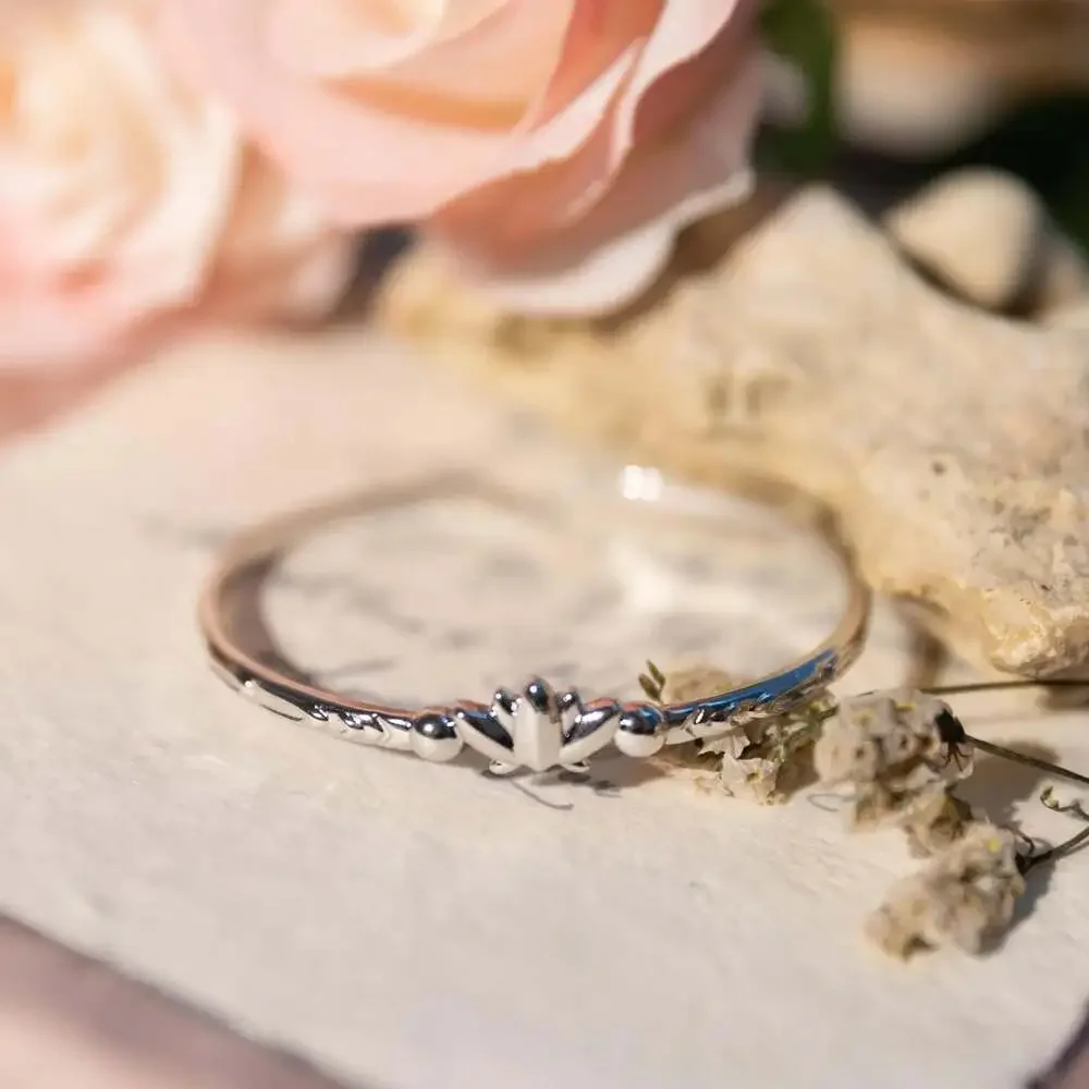 Frieren,Premium Frieren Mirrored Lotus Ring,Dainty Anime Lotus Engagement Ring,F
